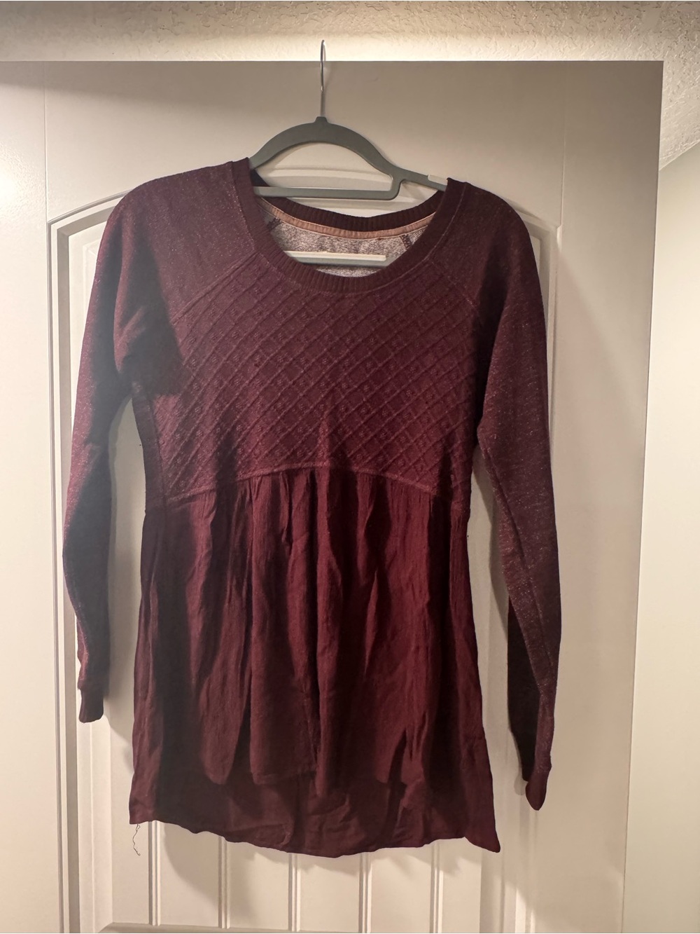 Maurices Quilted Knit Peplum Tunic - Deep Wine